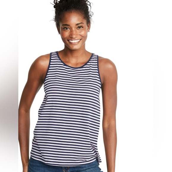 Old Navy Women’s Snug Crop Rib-Knit Tank Top Blue/White Striped Plus Size 3X - Picture 1 of 9